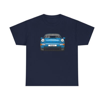 T-Shirt, Porsche 911, 964 Coupé, Strichzeichnung, Blau, personalisierbar – Bild 9