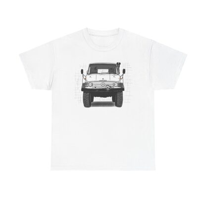 T-Shirt, Unimog, Strichzeichnung, Weiß, personalisierbar – Bild 2