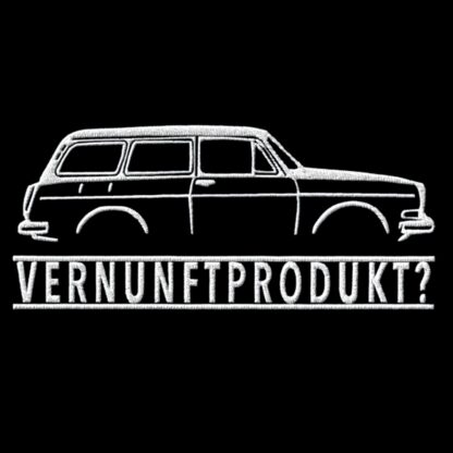 T-Shirt, Stickerei groß, VW Typ 3 Variant, Text VERNUNFTPRODUKT?, Weiße Schrift