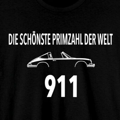 T-Shirt, SCHÖNSTE PRIMZAHL - 911, Weiße Schrift