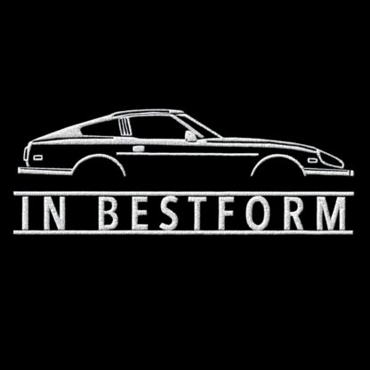T-Shirt, Stickerei groß, Datsun 280ZX, Nissan, Text IN BESTFORM, Weiße Schrift