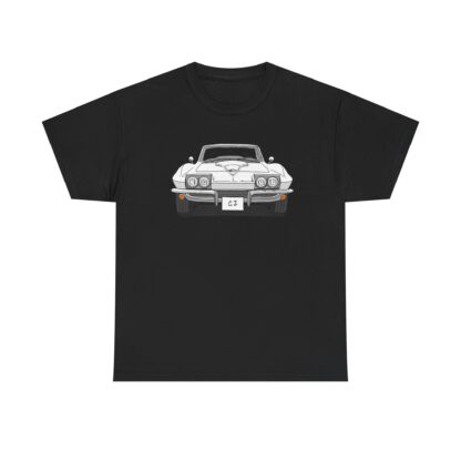 T-Shirt, Chevrolet Corvette C2, Strichzeichnung, Weiß, eigenes Kennzeichen möglich – Bild 3