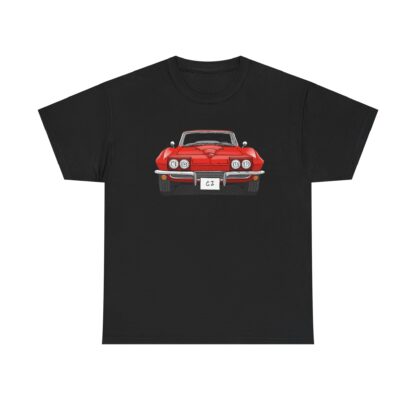 T-Shirt, Chevrolet Corvette C2, Strichzeichnung, Rot, eigenes Kennzeichen möglich – Bild 3