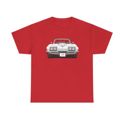 T-Shirt, Chevrolet Corvette C2, Strichzeichnung, Weiß, eigenes Kennzeichen möglich – Bild 11