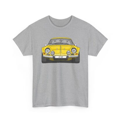 T-Shirt, Alpine A110 (Renault), Strichzeichnung, Gelb, eigenes Kennzeichen möglich