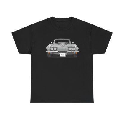T-Shirt, Chevrolet Corvette C2, Strichzeichnung, Silber, eigenes Kennzeichen möglich – Bild 2