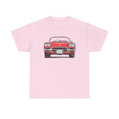 T-Shirt, Corvette C1, Strichzeichnung, Rot, personalisierbar – Bild 10
