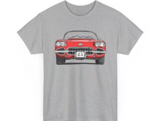 T-Shirt, Corvette C1, Strichzeichnung, Rot, personalisierbar