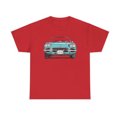 T-Shirt, Corvette C1, Strichzeichnung, Türkis, personalisierbar – Bild 11