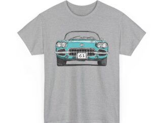 T-Shirt, Corvette C1, Strichzeichnung, Türkis, personalisierbar