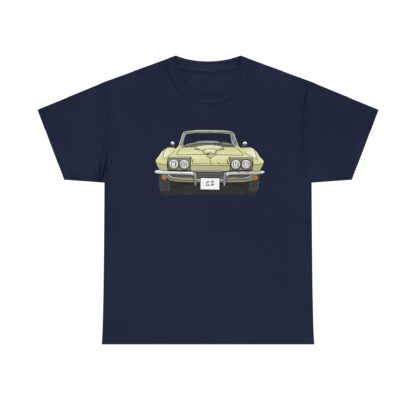 T-Shirt, Chevrolet Corvette C2, Strichzeichnung, Gelb, eigenes Kennzeichen möglich – Bild 9