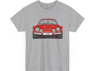 T-Shirt, Alpine A110 (Renault), Strichzeichnung, Rot, eigenes Kennzeichen möglich