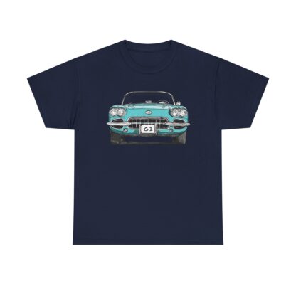T-Shirt, Corvette C1, Strichzeichnung, Türkis, personalisierbar – Bild 9
