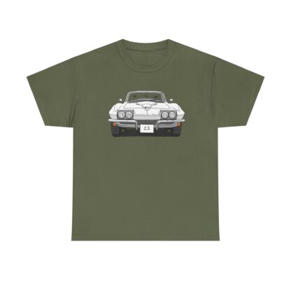 T-Shirt, Chevrolet Corvette C2, Strichzeichnung, Weiß, eigenes Kennzeichen möglich – Bild 5