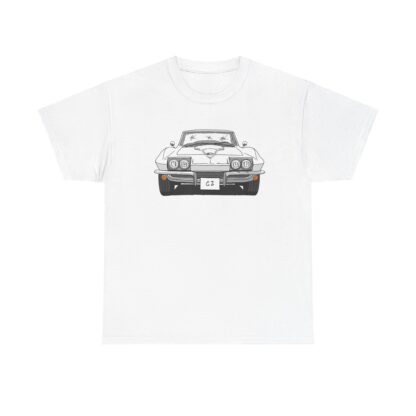 T-Shirt, Chevrolet Corvette C2, Strichzeichnung, Weiß, eigenes Kennzeichen möglich – Bild 2