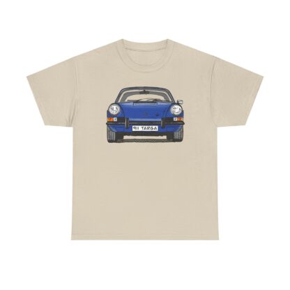 T-Shirt, Porsche 911 Targa, F-Modell, Ur-Elfer, Strichzeichnung, Blau, personalisierbar – Bild 4