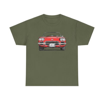 T-Shirt, Corvette C1, Strichzeichnung, Rot, personalisierbar – Bild 5