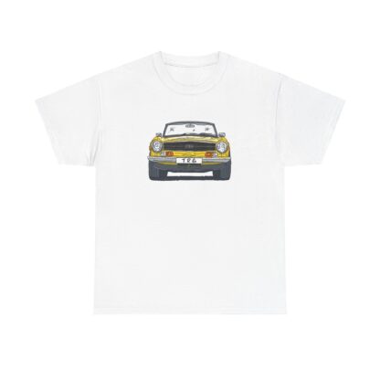 T-Shirt, Triumph TR6, Strichzeichnung, Gelb, personalisierbar – Bild 2