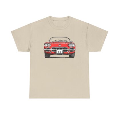 T-Shirt, Corvette C1, Strichzeichnung, Rot, personalisierbar – Bild 4