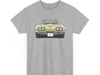 T-Shirt, Chevrolet Corvette C2, Strichzeichnung, Gelb, eigenes Kennzeichen möglich
