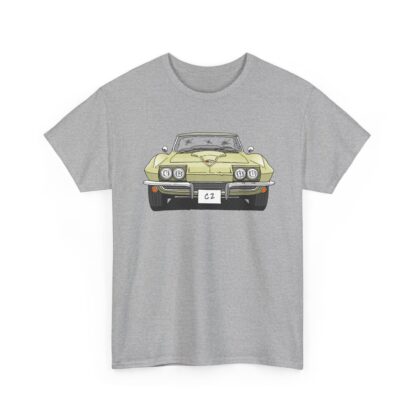 T-Shirt, Chevrolet Corvette C2, Strichzeichnung, Gelb, eigenes Kennzeichen möglich