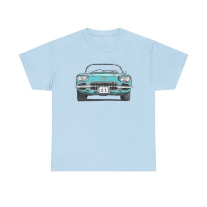 T-Shirt, Corvette C1, Strichzeichnung, Türkis, personalisierbar – Bild 7