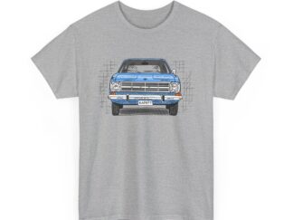 T-Shirt, Opel Kadett B, Strichzeichnung, Blau, personalisierbar