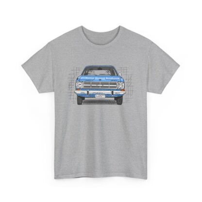 T-Shirt, Opel Kadett B, Strichzeichnung, Blau, personalisierbar