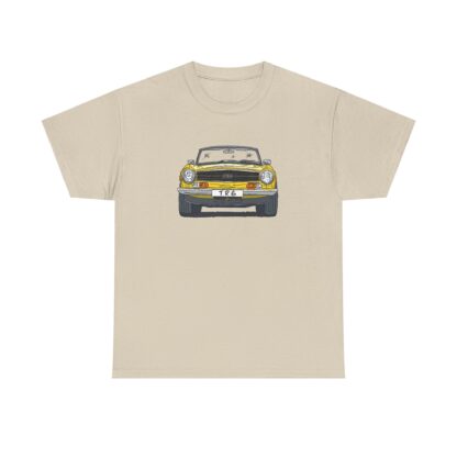 T-Shirt, Triumph TR6, Strichzeichnung, Gelb, personalisierbar – Bild 4