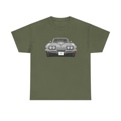 T-Shirt, Chevrolet Corvette C2, Strichzeichnung, Silber, eigenes Kennzeichen möglich – Bild 5