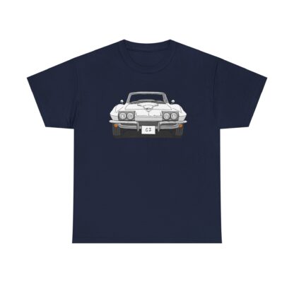 T-Shirt, Chevrolet Corvette C2, Strichzeichnung, Weiß, eigenes Kennzeichen möglich – Bild 9