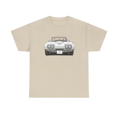 T-Shirt, Chevrolet Corvette C2, Strichzeichnung, Weiß, eigenes Kennzeichen möglich – Bild 4