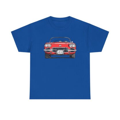 T-Shirt, Corvette C1, Strichzeichnung, Rot, personalisierbar – Bild 8