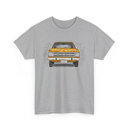 T-Shirt, Opel Kadett B, Strichzeichnung, Gelb, personalisierbar