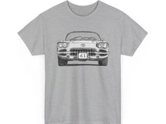 T-Shirt, Corvette C1, Strichzeichnung, Weiß, personalisierbar