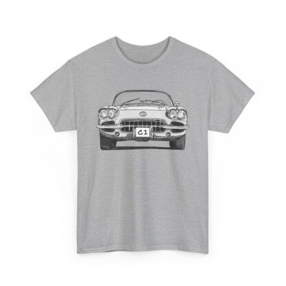 T-Shirt, Corvette C1, Strichzeichnung, Weiß, personalisierbar