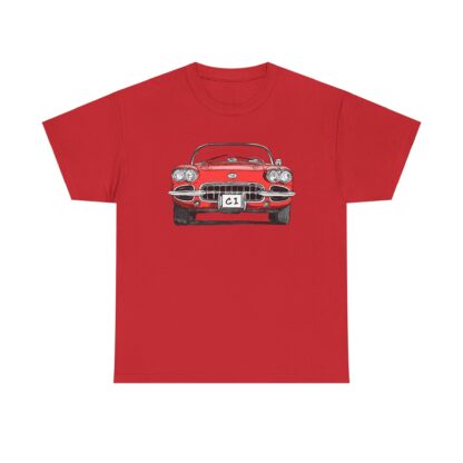 T-Shirt, Corvette C1, Strichzeichnung, Rot, personalisierbar – Bild 11