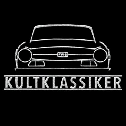 T-Shirt, Stickerei mittig groß, Triumph TR6, Frontansicht, Text KULTKLASSIKER, Weiße Schrift