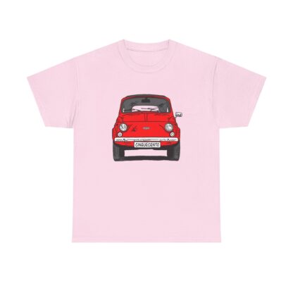 T-Shirt, Fiat 500 Cinquecento, Strichzeichnung, Rot, personalisierbar – Bild 10