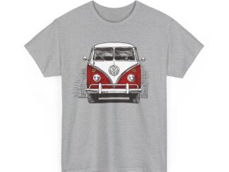 T-Shirt, VW Bus T1, Bulli, Strichzeichnung, Rot, personalisierbar
