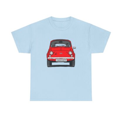 T-Shirt, Fiat 500 Cinquecento, Strichzeichnung, Rot, personalisierbar – Bild 7