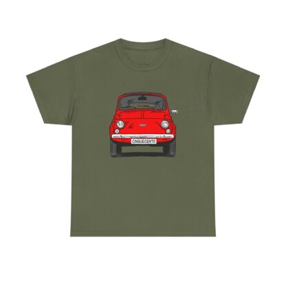 T-Shirt, Fiat 500 Cinquecento, Strichzeichnung, Rot, personalisierbar – Bild 5