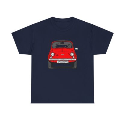 T-Shirt, Fiat 500 Cinquecento, Strichzeichnung, Rot, personalisierbar – Bild 9