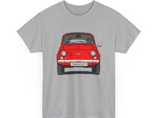 T-Shirt, Fiat 500 Cinquecento, Strichzeichnung, Rot, personalisierbar