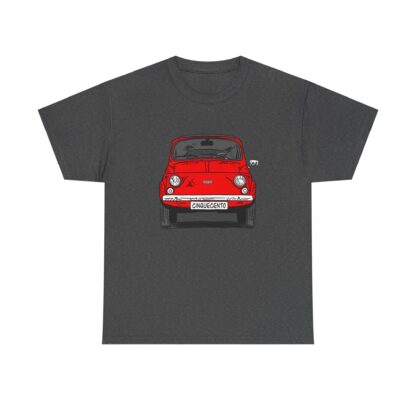 T-Shirt, Fiat 500 Cinquecento, Strichzeichnung, Rot, personalisierbar – Bild 6