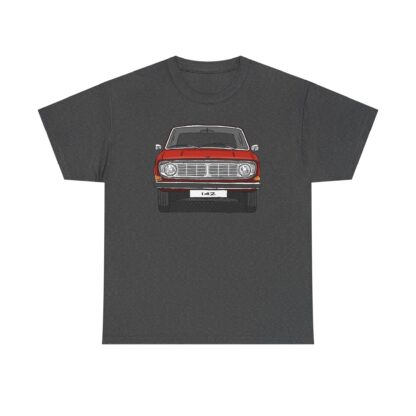 T-Shirt, Volvo 140/142, Strichzeichnung, Rot, Wunschkennzeichen möglich – Bild 2