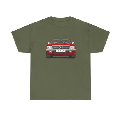 T-Shirt, Mercedes SL R107, Strichzeichnung, Rot, eigenes Kennzeichen möglich – Bild 5
