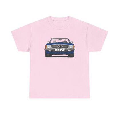 T-Shirt, Mercedes SL R107, Strichzeichnung, Blau, eigenes Kennzeichen möglich – Bild 10