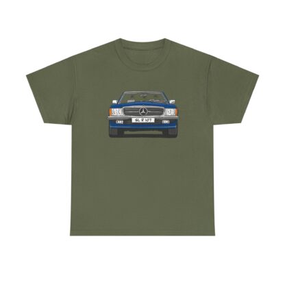 T-Shirt, Mercedes SL R107, Strichzeichnung, Blau, eigenes Kennzeichen möglich – Bild 5