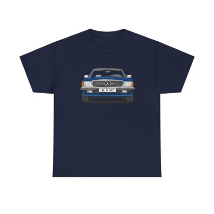T-Shirt, Mercedes SL R107, Strichzeichnung, Blau, eigenes Kennzeichen möglich – Bild 9